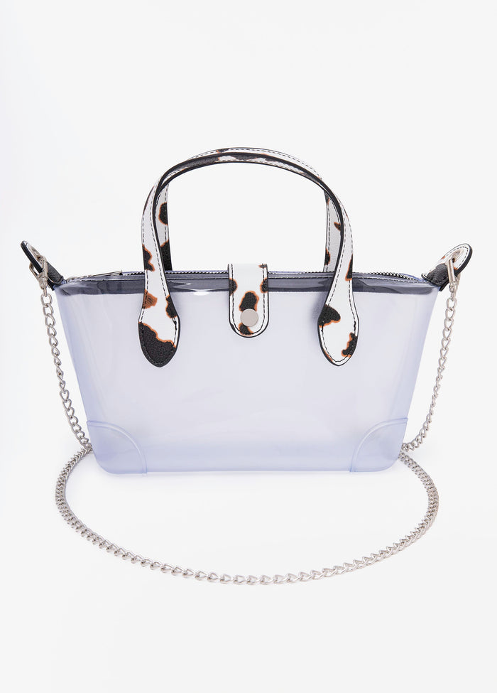 Cow Print Trimmed Clear Bag