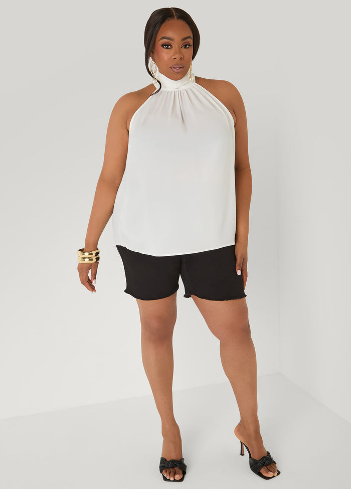 Crepe High Neck Top