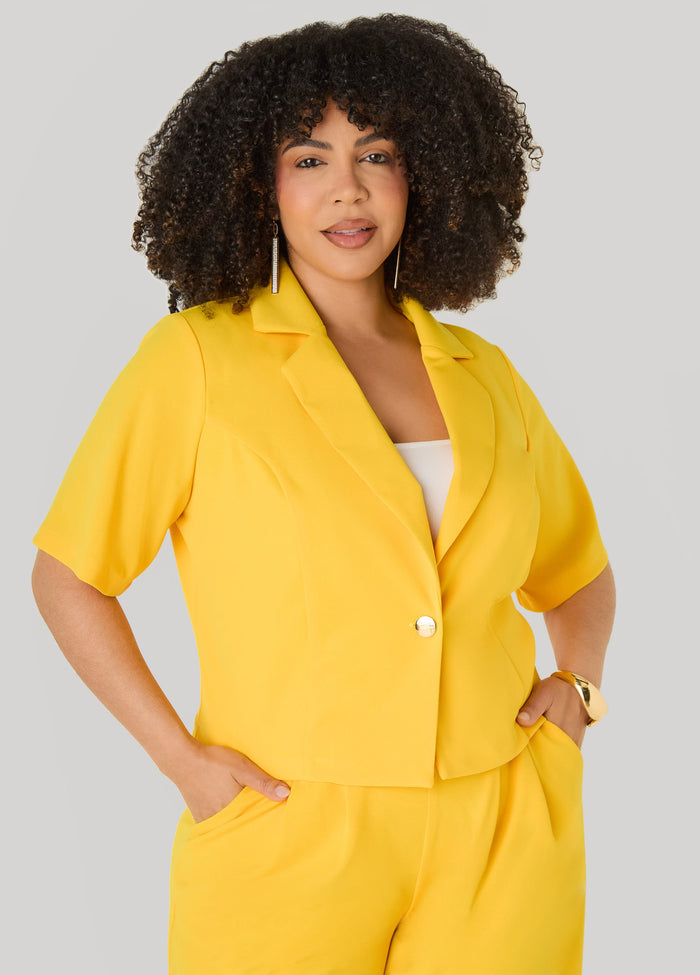 Cropped Crepe Blazer