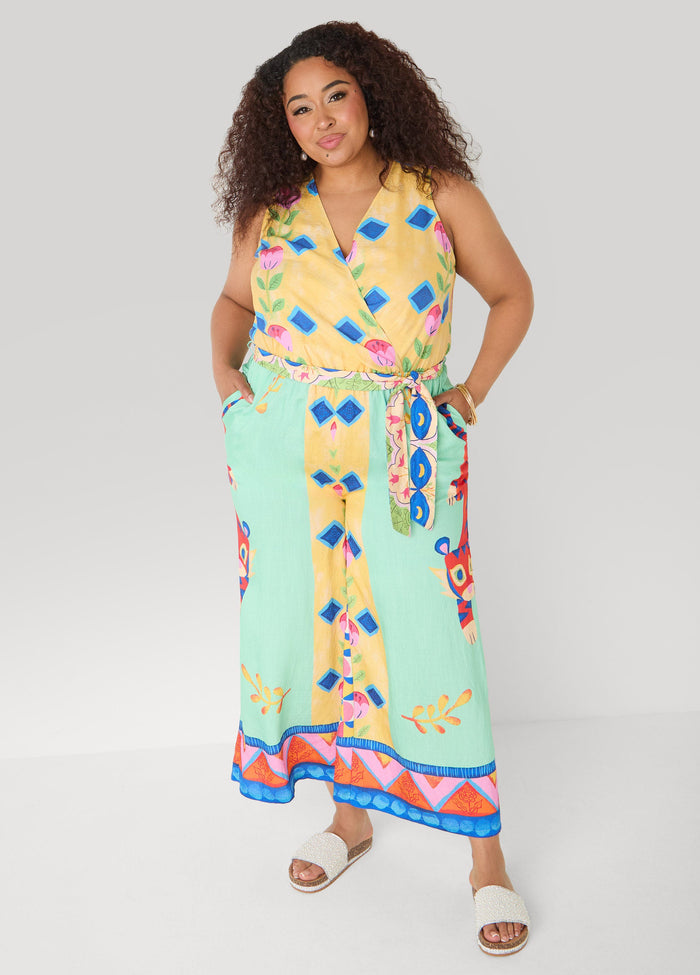 Cropped Floral Print Jumpsuit
