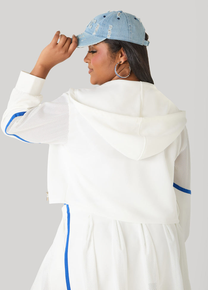 Cropped Mesh Paneled Track Jacket