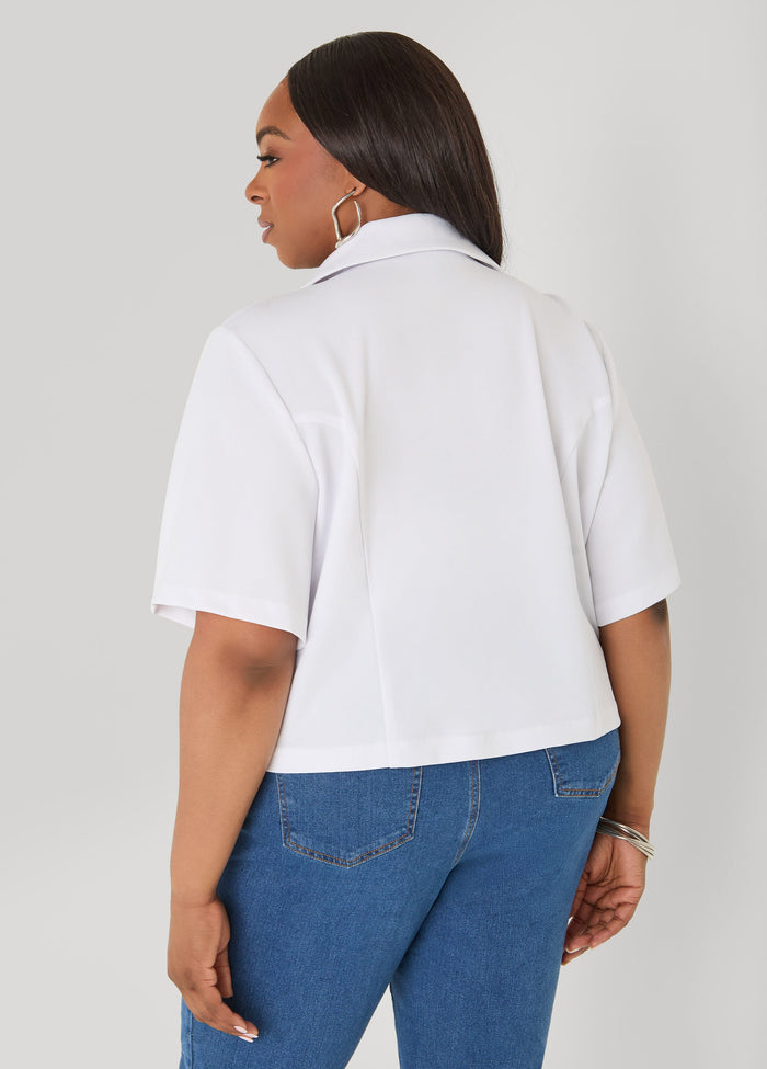 Cropped Stretch Crepe Blazer