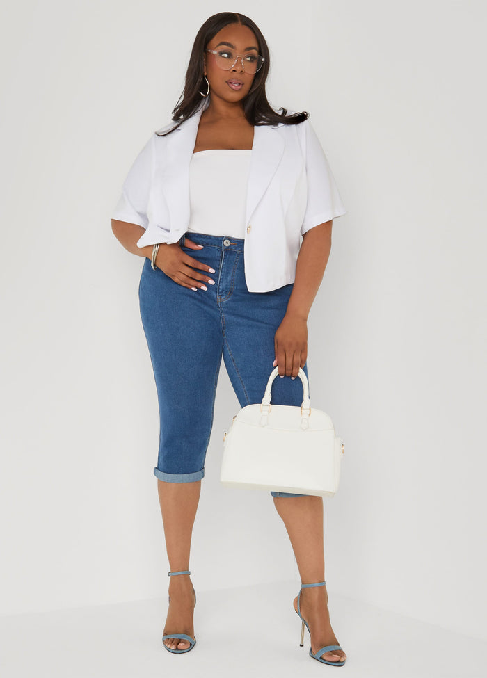 Cropped Stretch Crepe Blazer