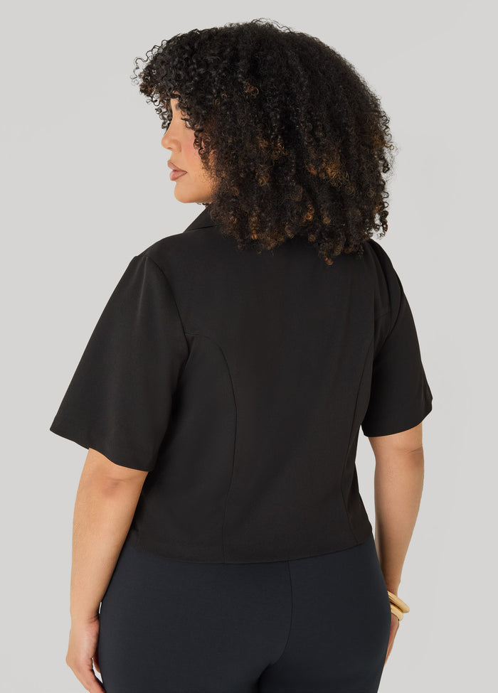 Cropped Stretch Crepe Blazer