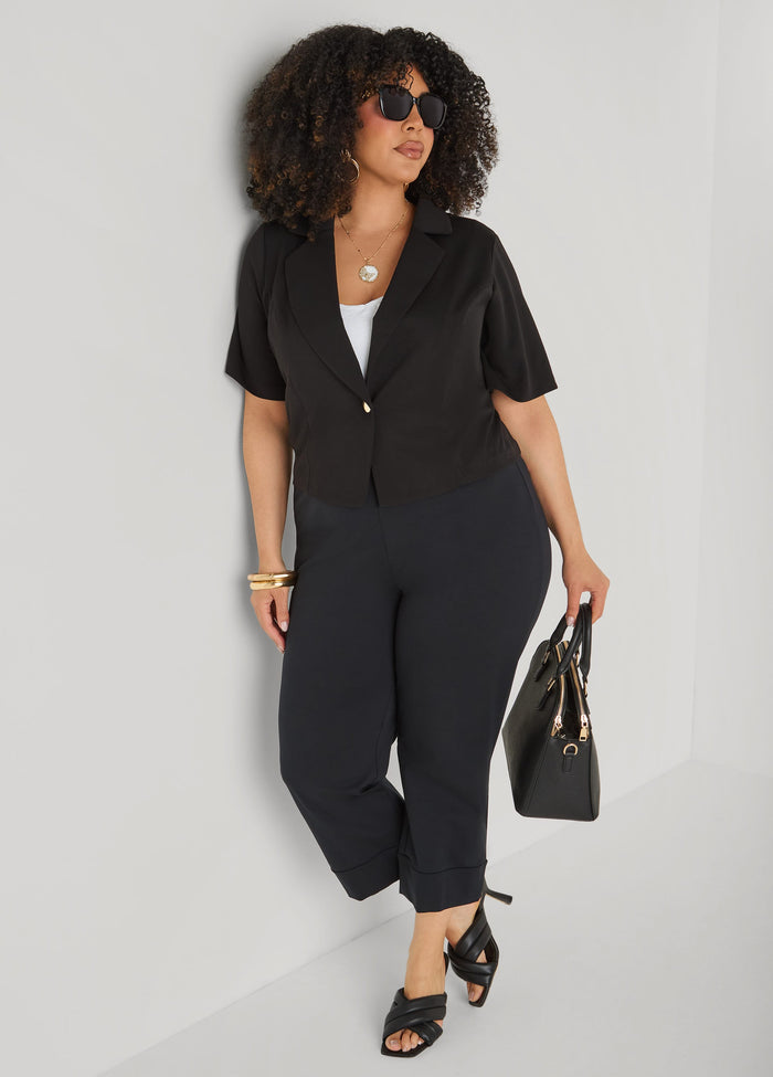 Cropped Stretch Crepe Blazer