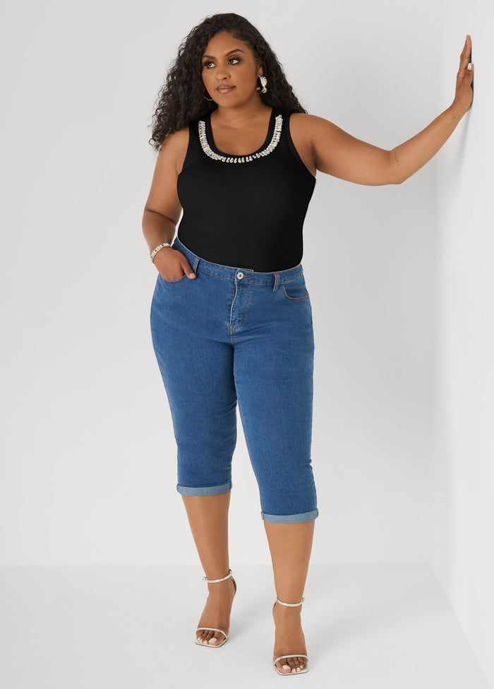 Crystal Ribbed Tank Top