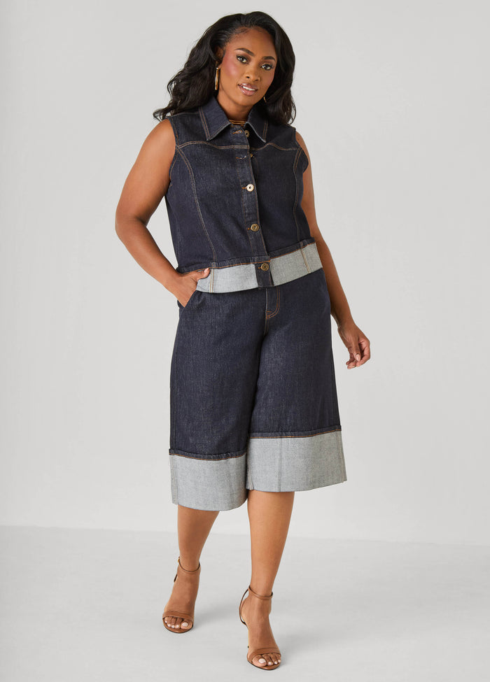 Cuffed Denim Vest