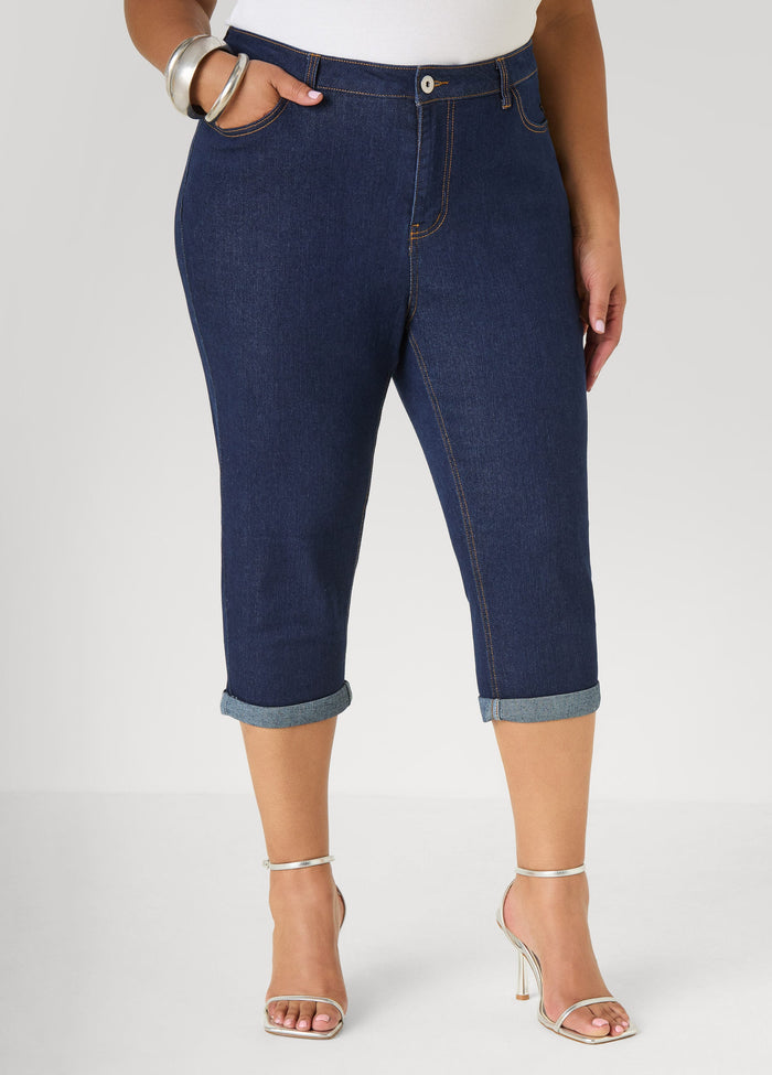Cuffed Stretch Denim Capris