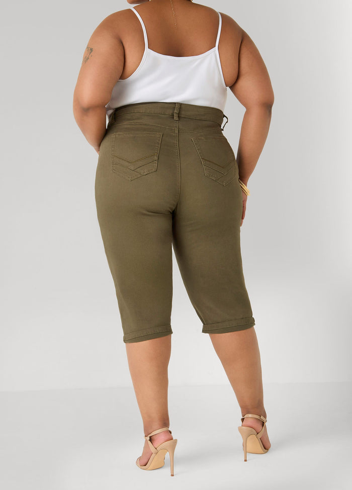 Cuffed Stretch Denim Capris