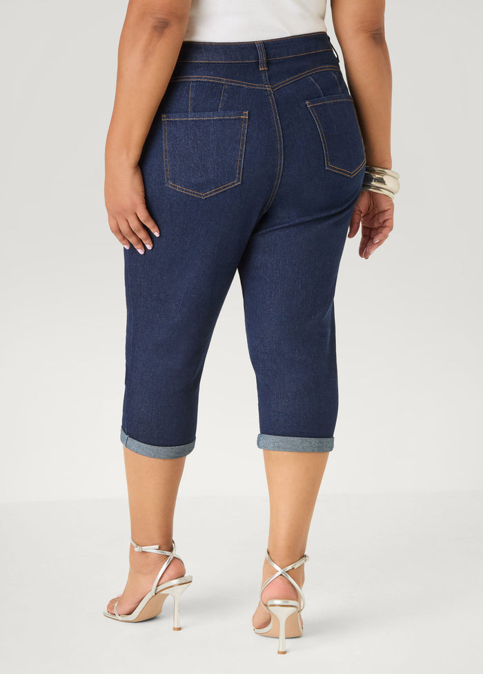 Cuffed Stretch Denim Capris