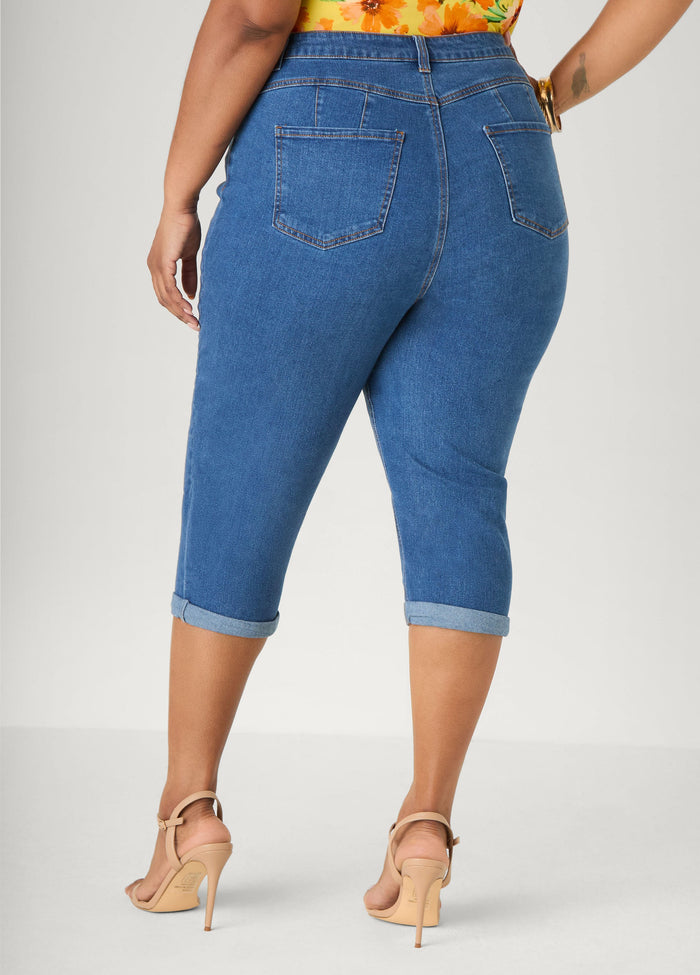 Cuffed Stretch Denim Capris