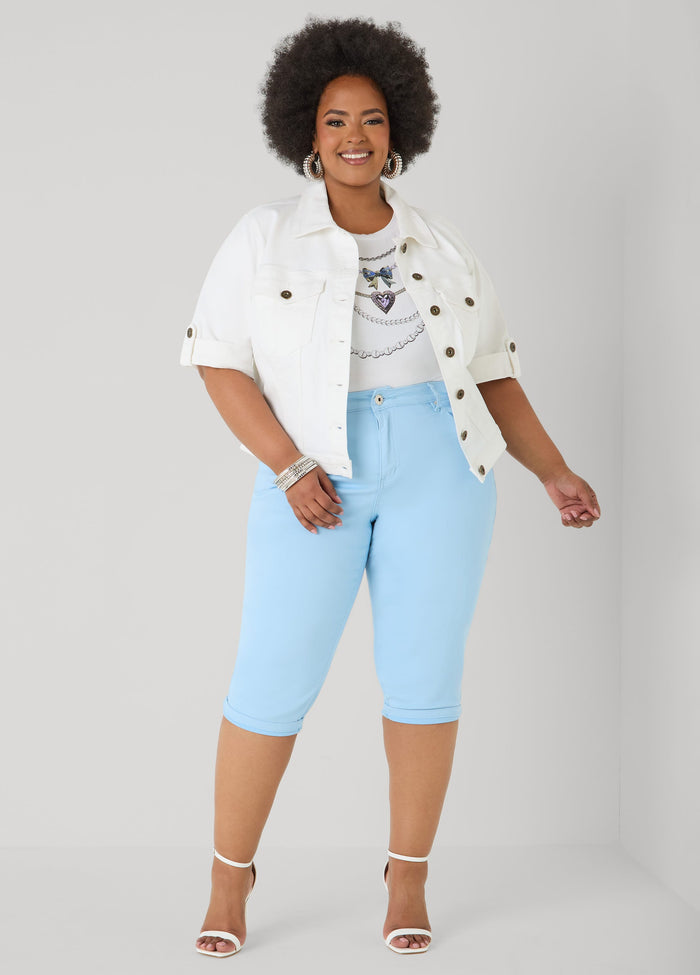 Cuffed Stretch Denim Capris