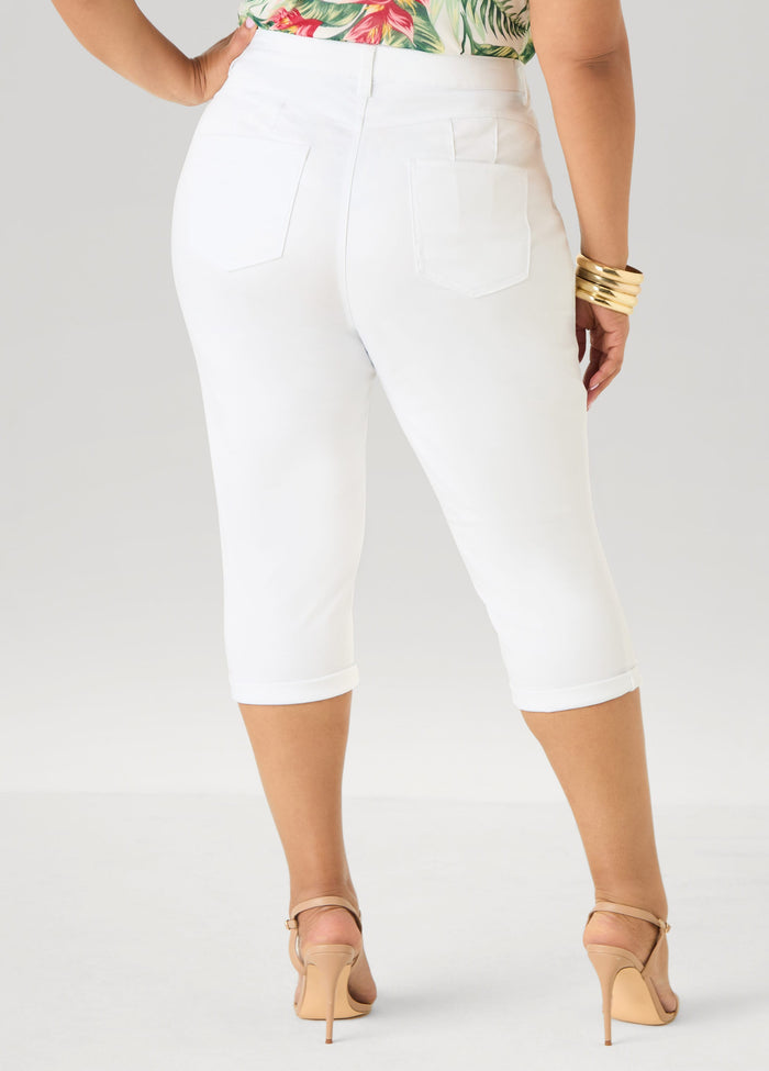 Cuffed Stretch Denim Capris