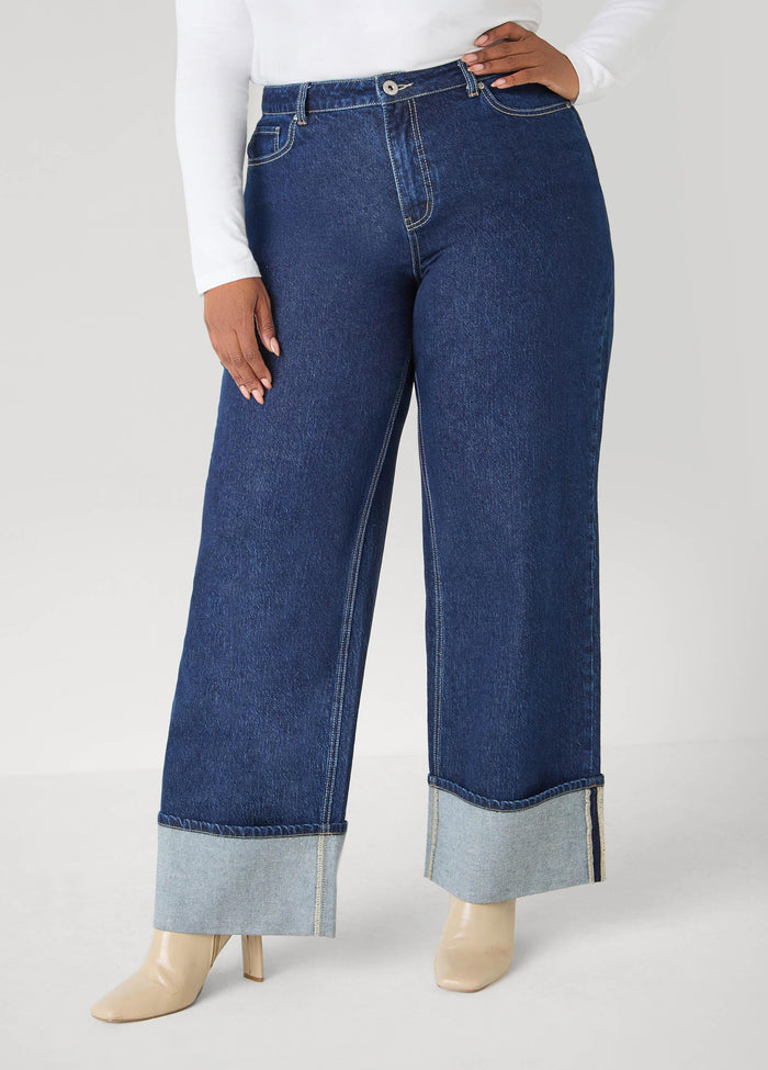 Cuffed Wide Leg Jeans