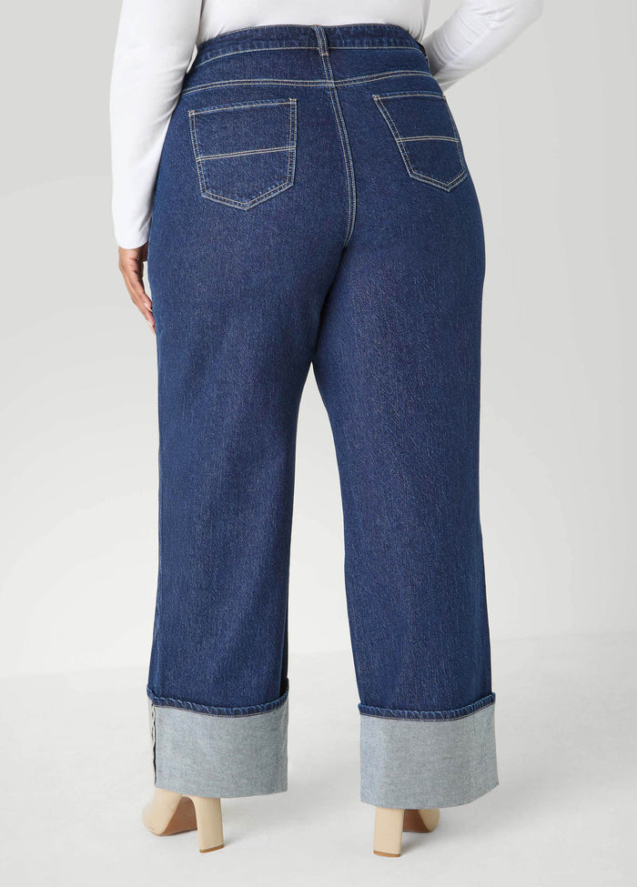Cuffed Wide Leg Jeans