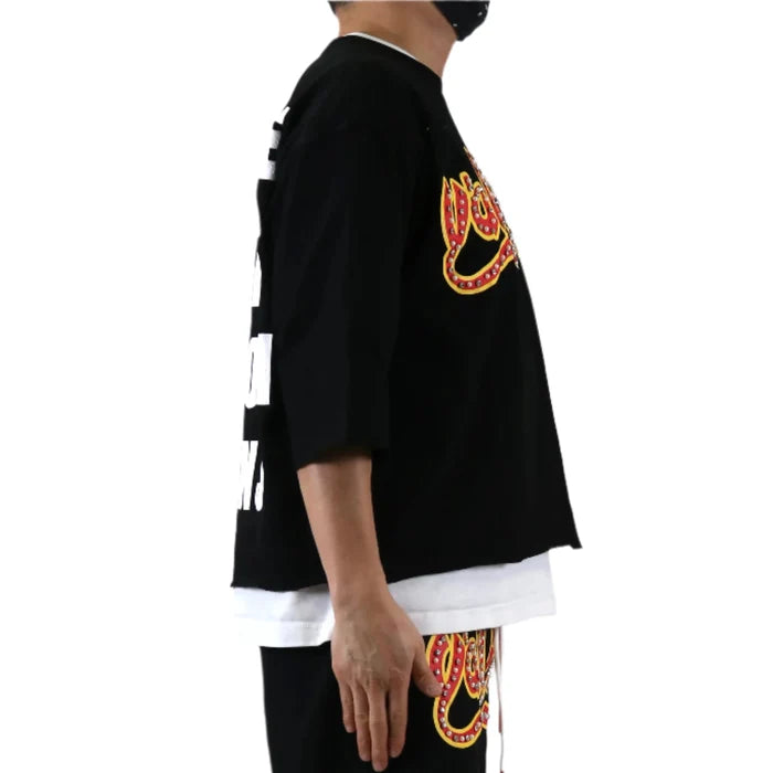CURTIS SN/ Jersey 3/4 Sleeve Crop Top Tee