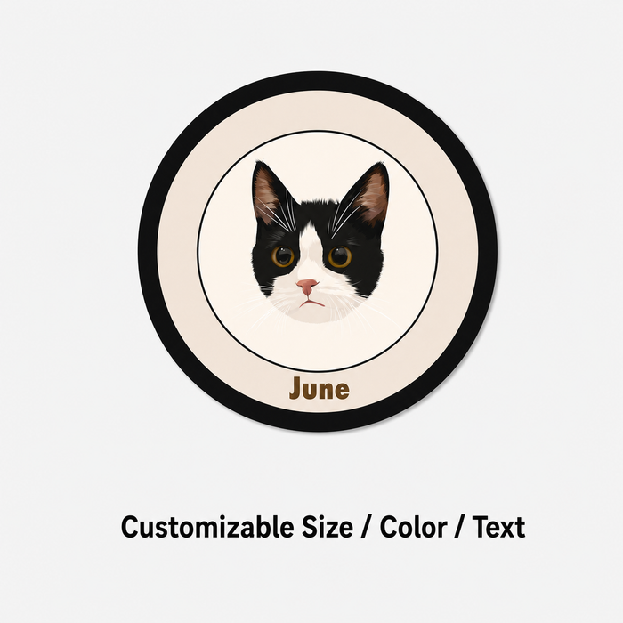 Custom pet portrait rug black white English text