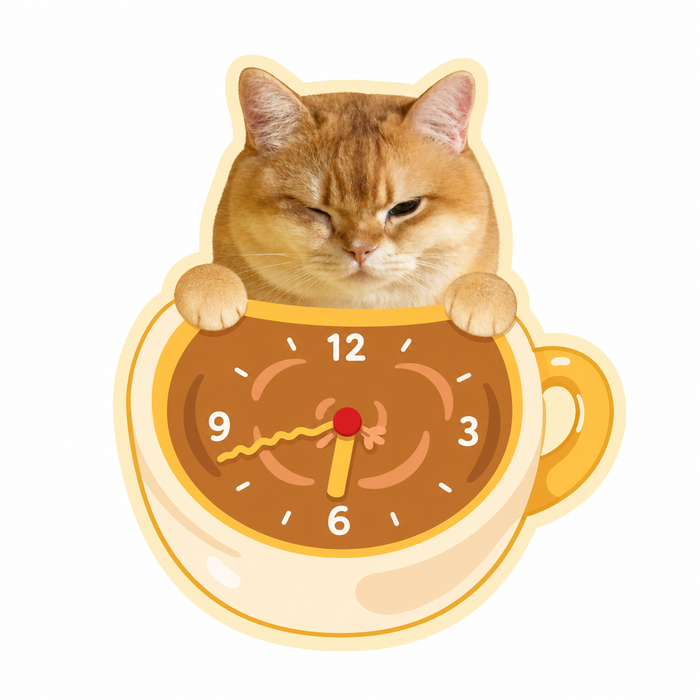 Custom pet silent wall clock coffee cup style