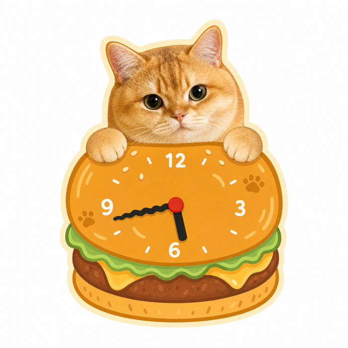 Custom pet silent wall clock burger style