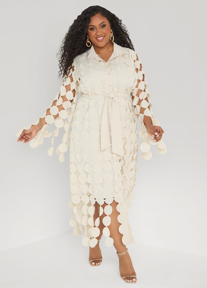 Cutout Fringed Midi Shirtdress