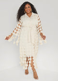Cutout Fringed Midi Shirtdress