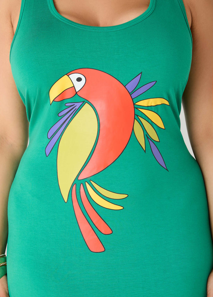 Cutout Parrot Midi Tank Dress