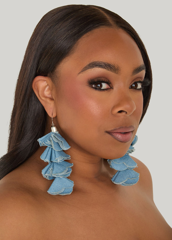 Denim Petal Earrings