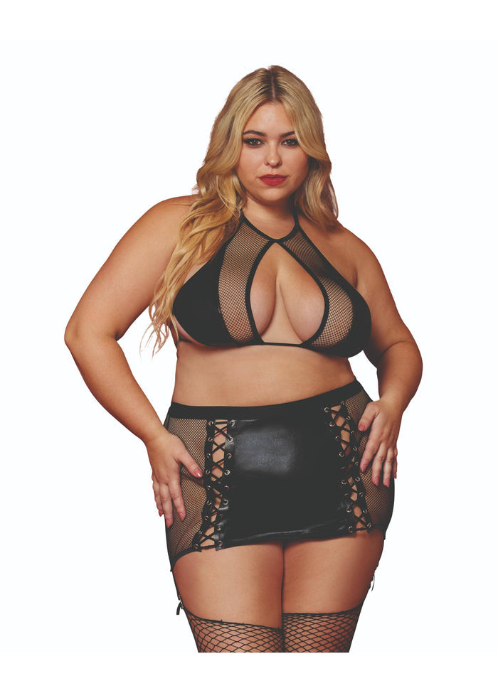 Dreamgirl Bralette And Garter Skirt Set