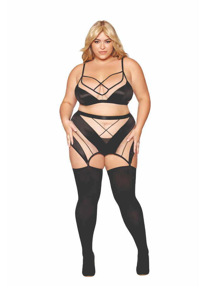 Dreamgirl Bralette Garter Skirt And G String Set