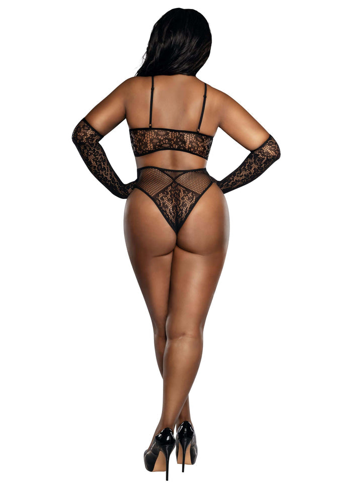 Dreamgirl Bralette Panty and Gloves Set