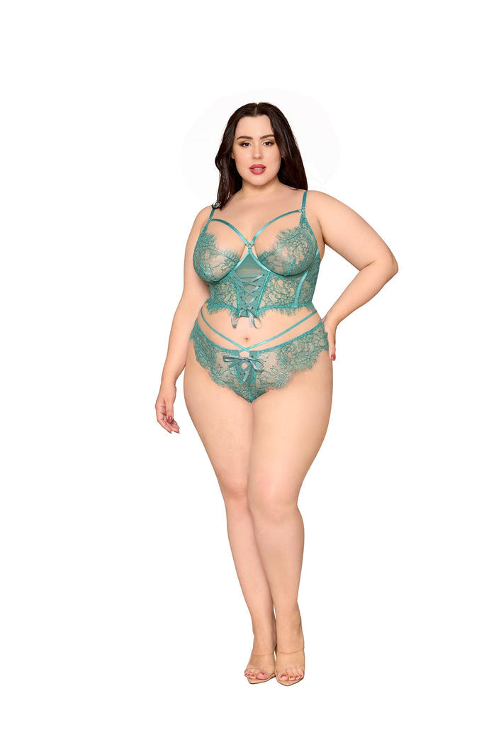 Dreamgirl Cropped Bustier And Thong Set