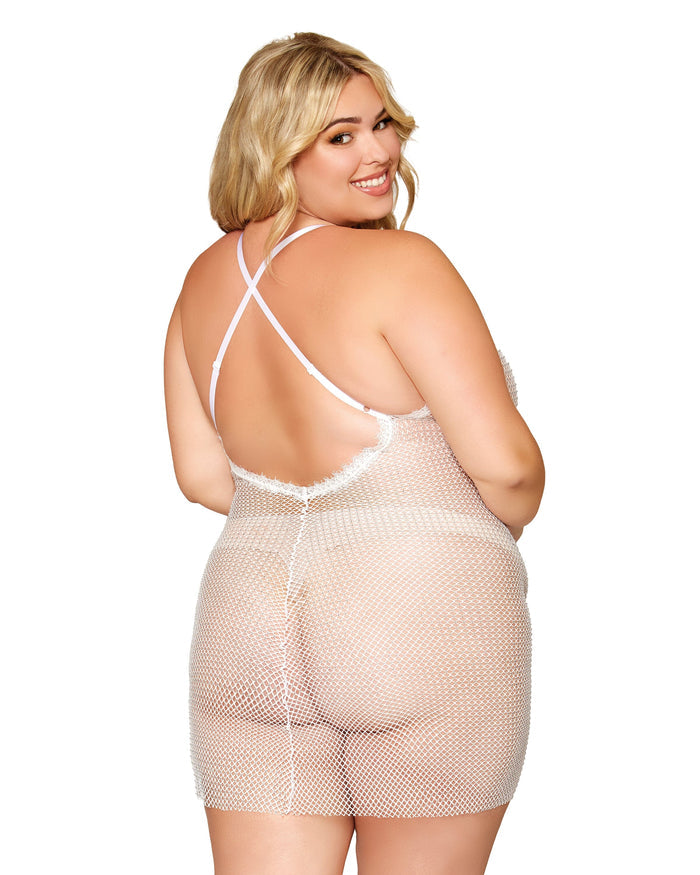 Dreamgirl Crystal Fishnet Chemise