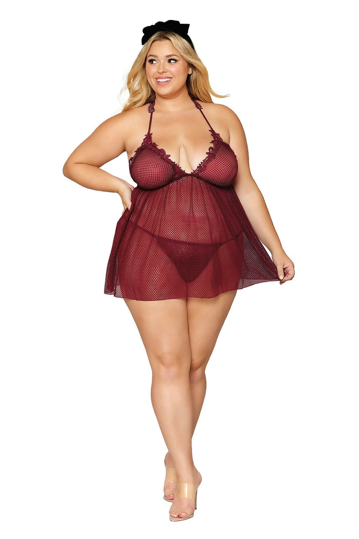 Dreamgirl Embroidery Babydoll And G String Set