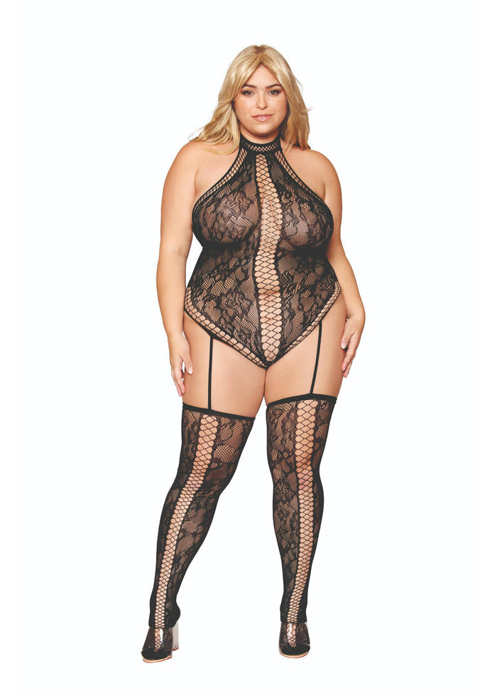 Dreamgirl Garter Teddy And Thigh High Stockings