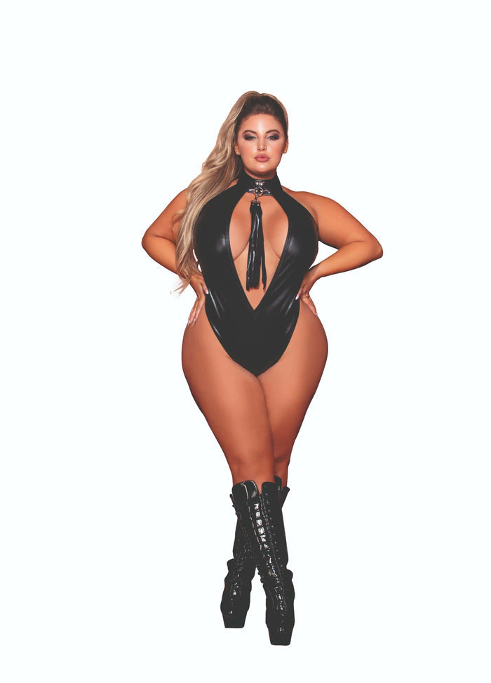 Dreamgirl Open Front Halter Teddy And Flogger Set