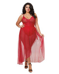 Dreamgirl Plus Size Lace Teddy And Skirt Set