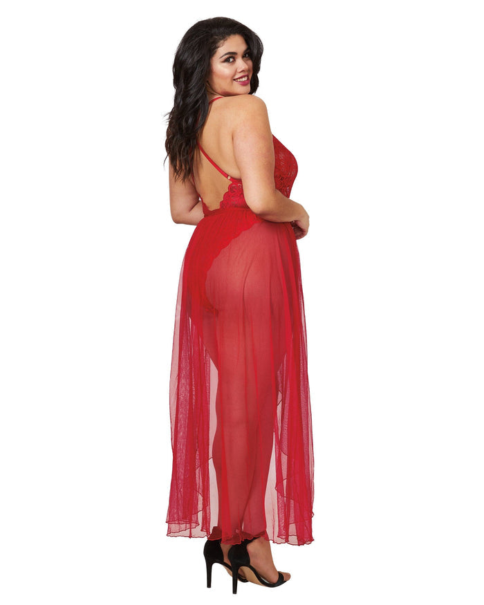 Dreamgirl Plus Size Lace Teddy And Skirt Set