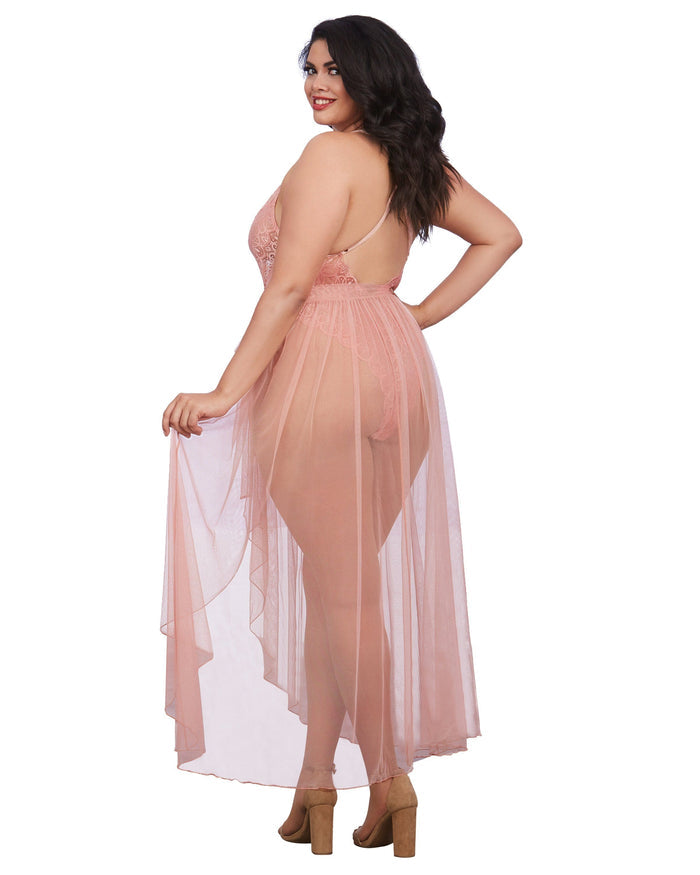 Dreamgirl Plus Size Lace Teddy And Skirt Set