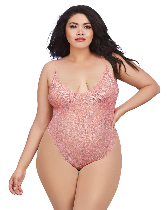 Dreamgirl Plus Size Lace Teddy And Skirt Set