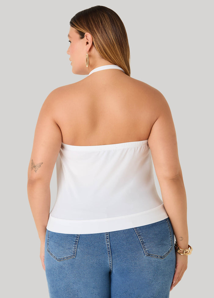 Embellished Cowl Neck Halter Top