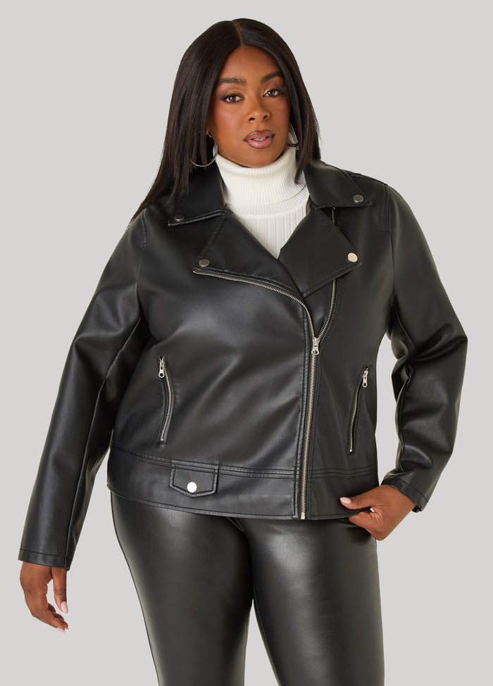 Faux Leather Moto Jacket