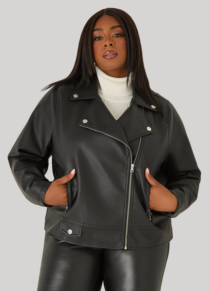Faux Leather Moto Jacket