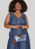Faux Leather Trimmed Clear Bag