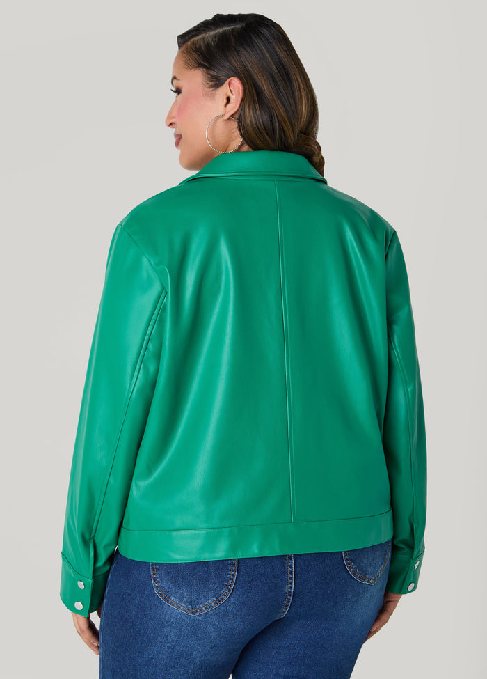 Faux Leather Trucker Jacket
