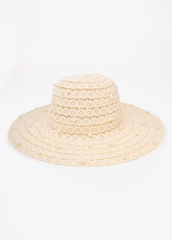 Faux Pearl Crochet Hat