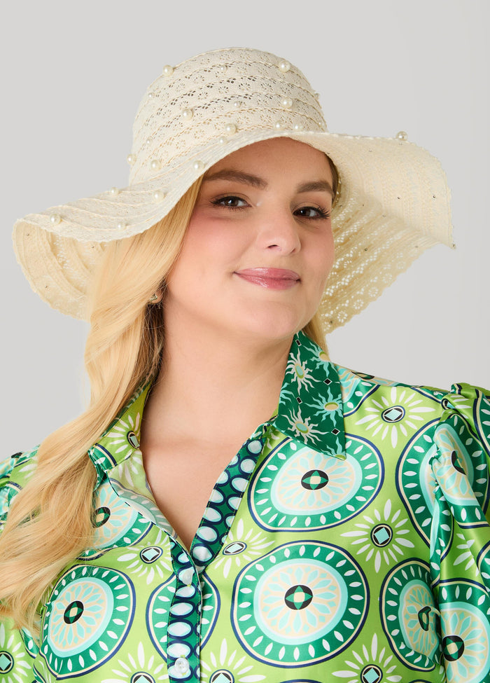 Faux Pearl Crochet Hat