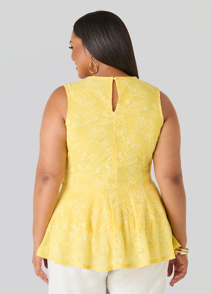 Floral Embroidered Peplum Top