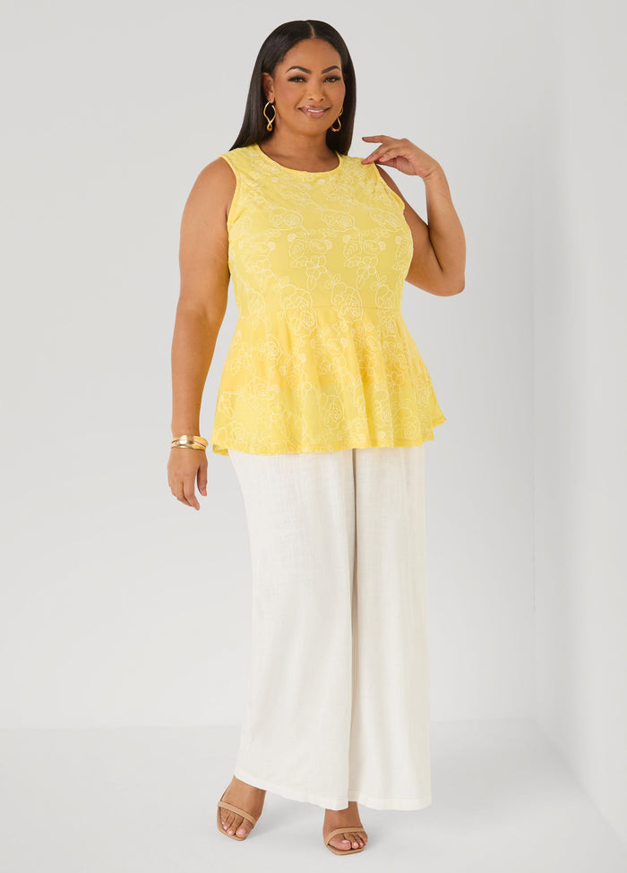 Floral Embroidered Peplum Top