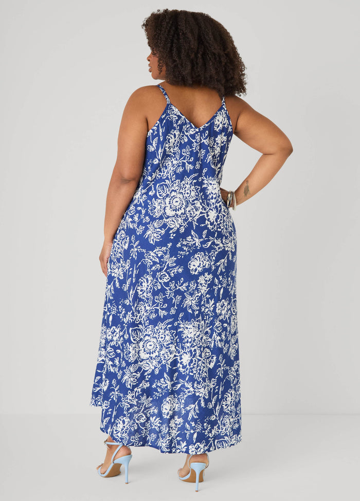 Floral V Neck Midaxi Dress