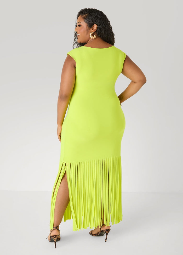 Fringed Knit Maxi Dress